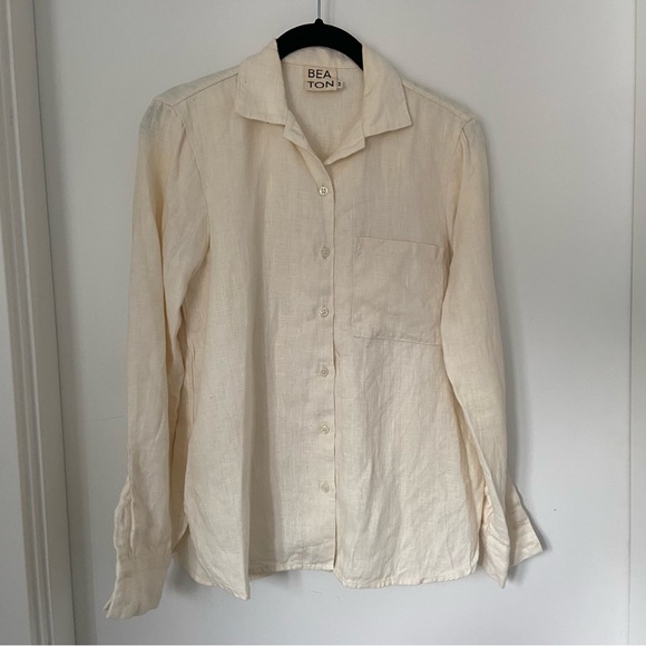 Beaton Linen Long Sleeve Button Up Alabaster XS - Picture 5 of 7